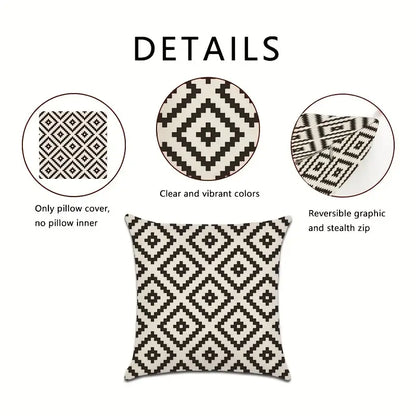 4pcs Geometric Pattern Throw Pillowcases, 18"x18" & 16"x16"